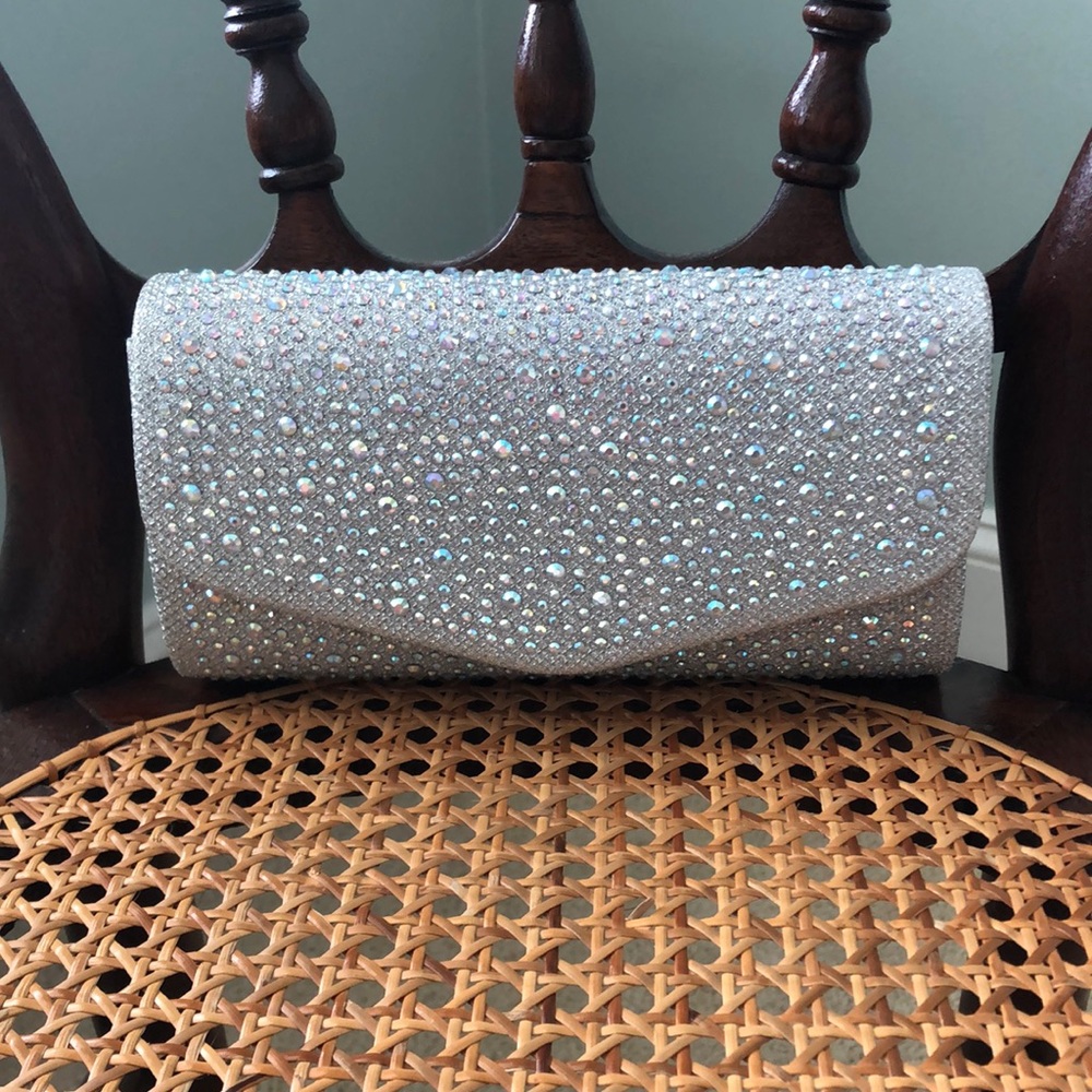 Rhinestone Silver Clutch